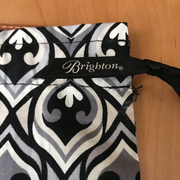 Brighton Black/Gray/Khaki Geometric Jewelry Pouch w/Black Logo Ribbon Drawstring - Picture 3 of 5